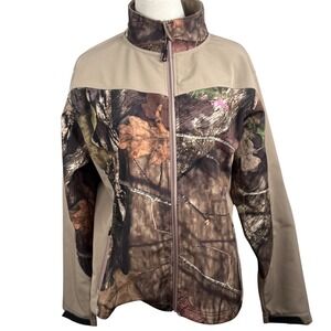 EUC Habit Womens Mossy Oak Break Up Country Camo Softshell Jacket Scent Factor L